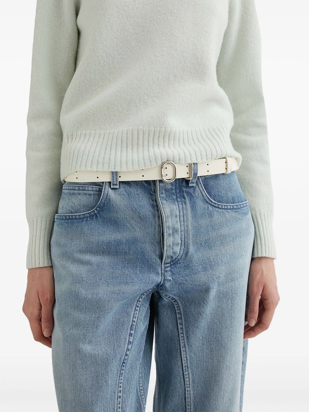 Jil Sander Leren riem Wit