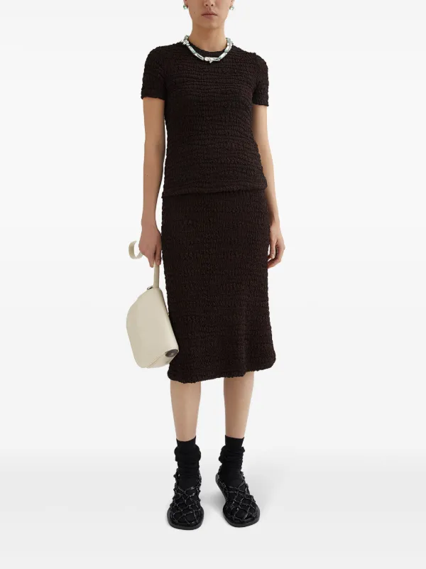 Jil Sander high-waist Crinkled Midi Skirt | Black | FARFETCH