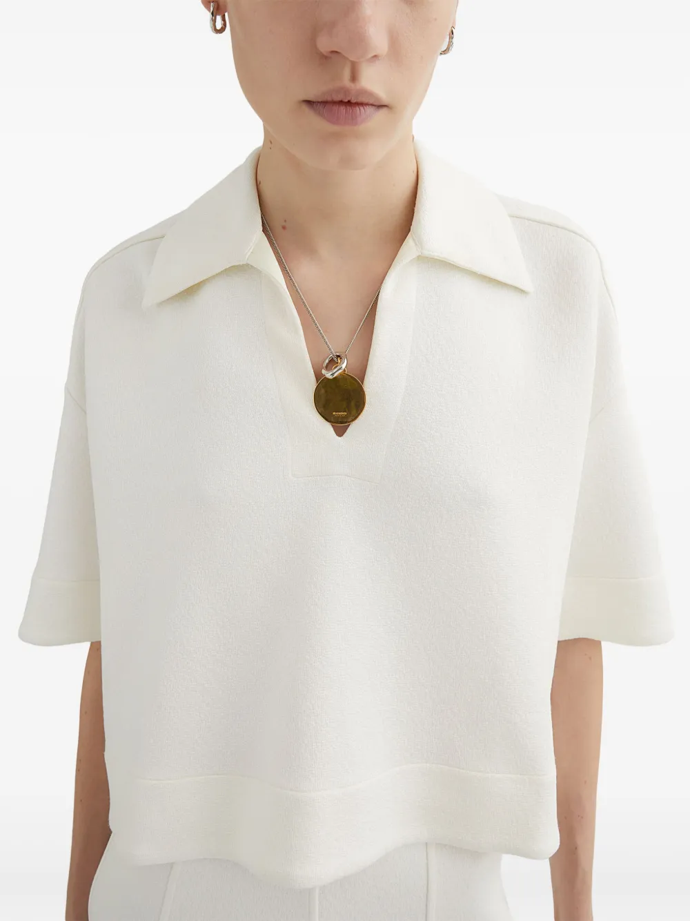 Jil Sander Cropped Polo Shirt In White
