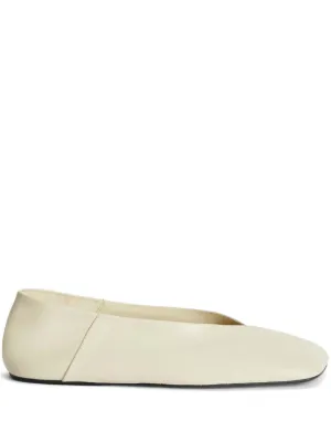 Jil Sander Leather Ballerina | White | FARFETCH JO