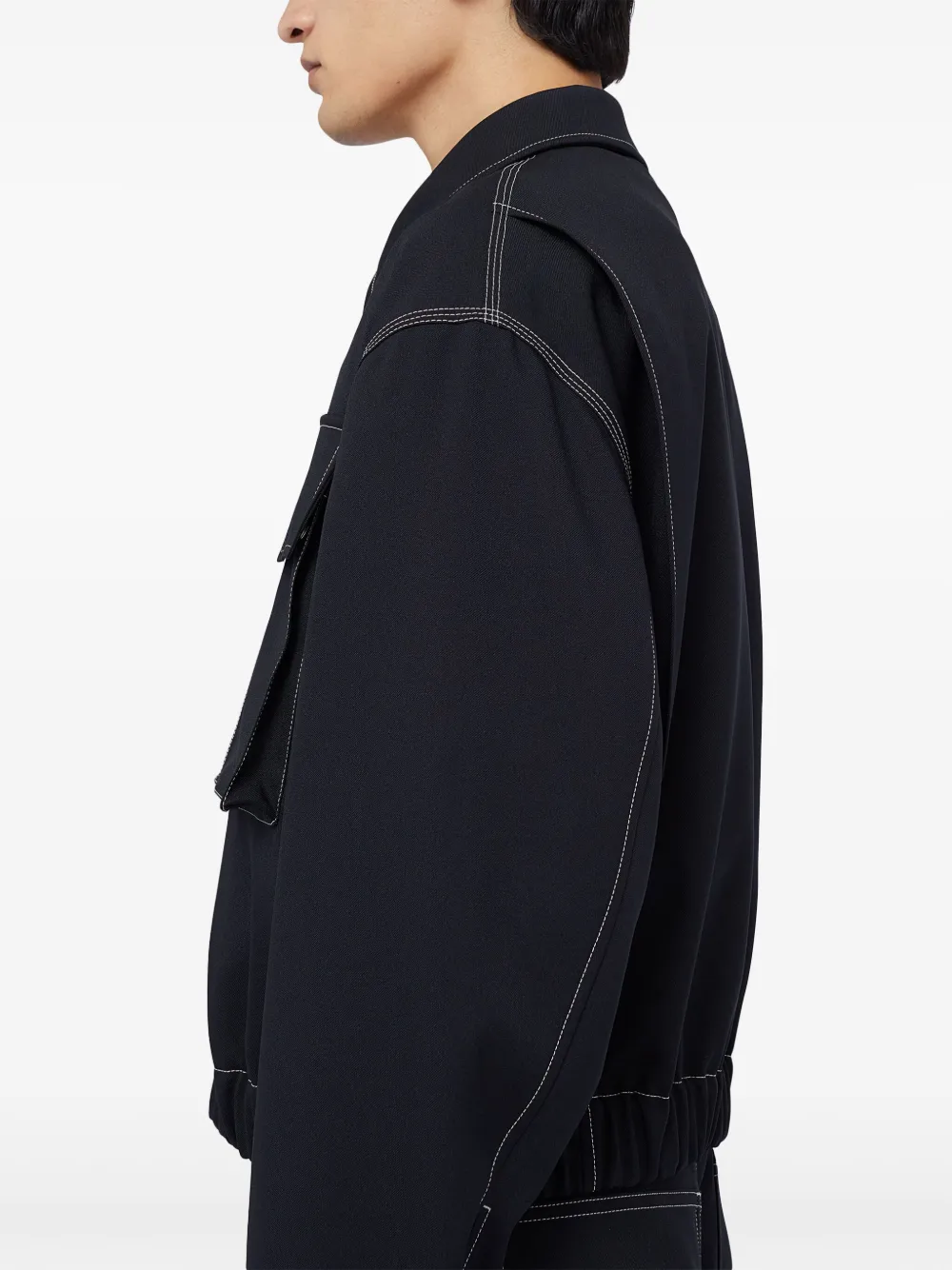 Jil Sander Shirtjack met verborgen sluiting Blauw