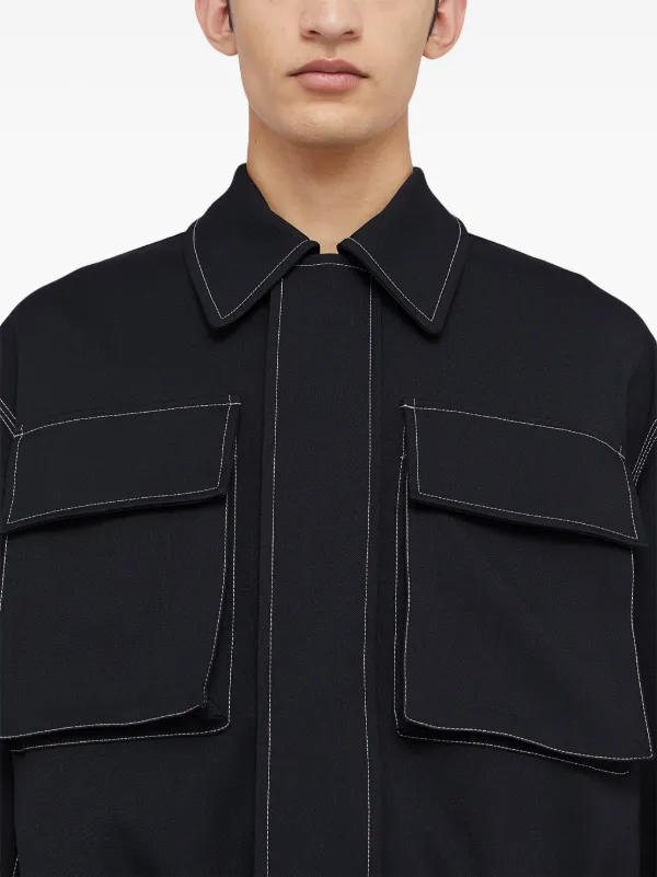 Jil Sander Concealed Fastening Shirt Jacket | Blue | FARFETCH Jil Sander Concealed Fastening Shirt Jacket | Blue | FARFETCH