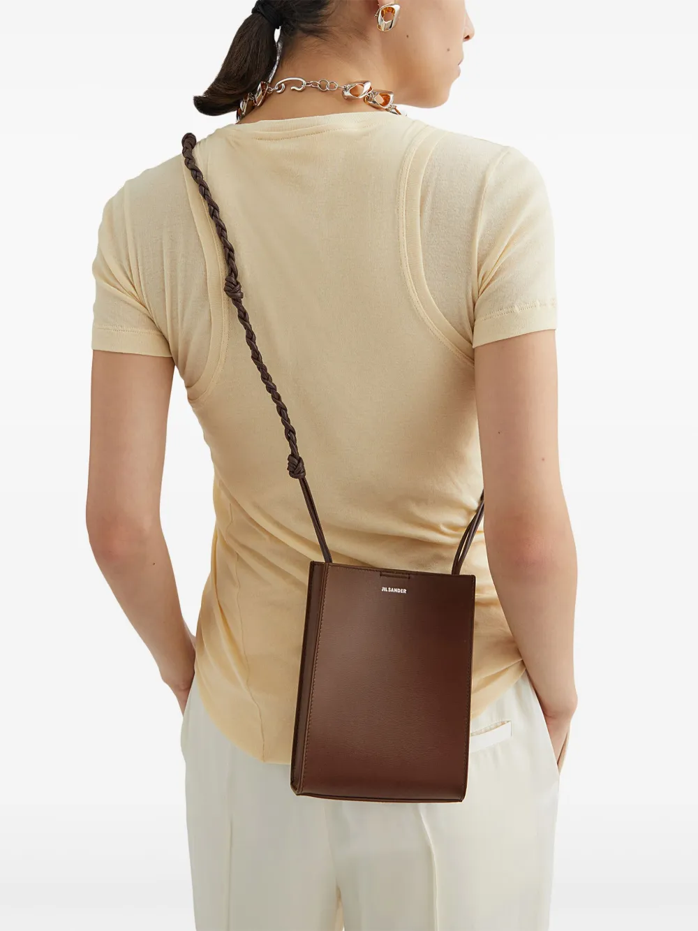 Jil Sander Tangle kleine schoudertas Bruin