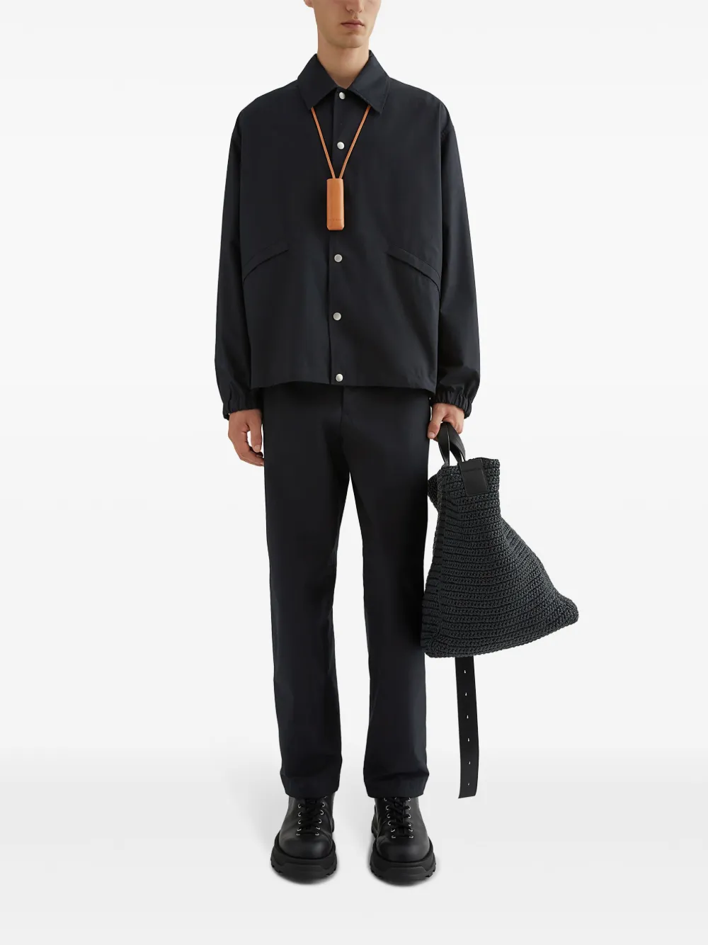 Jil Sander Shirtjack met enkele rij knopen - Blauw