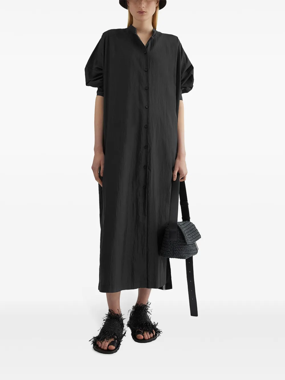 Jil Sander Satijnen blousejurk - Zwart