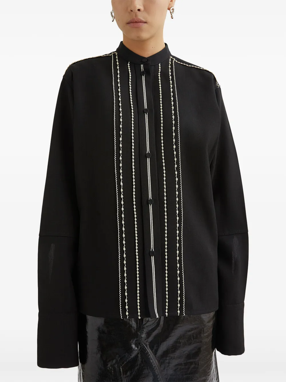 Shop Jil Sander Pleated Shirt In Black