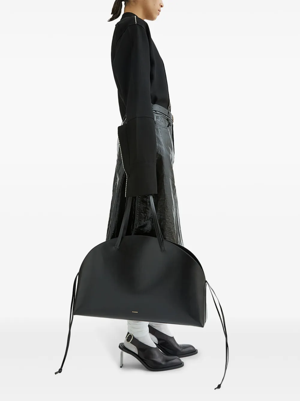 Jil Sander Curve grote schoudertas Zwart