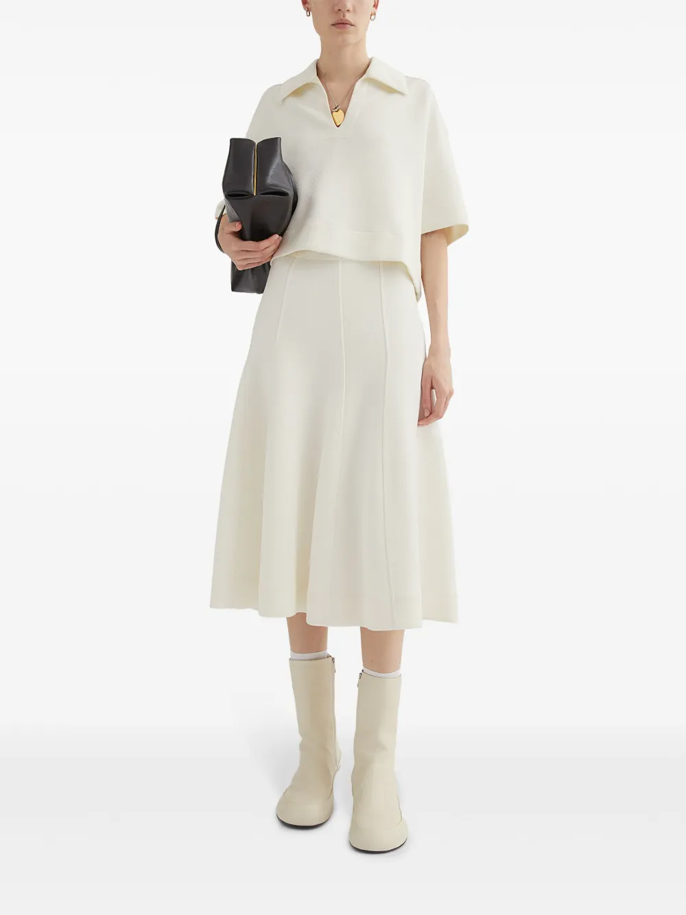 Jil Sander Flared midi-rok - Wit