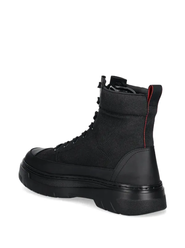 【関税込み】Hugo ブラック スタックロゴ ブーツ HUGO - Leather Chelsea boots with stacked logo - Black