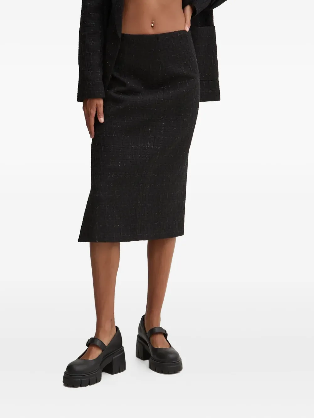 HUGO falda midi con aplique del logo | negro | Image 1