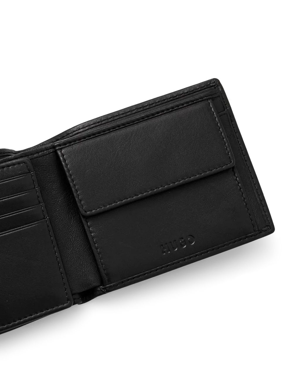 HUGO logo-print leather wallet - Zwart