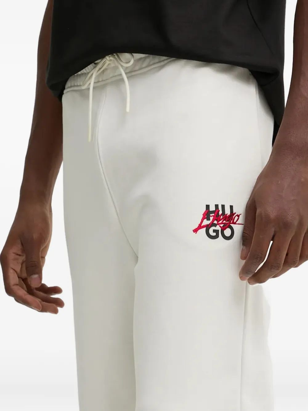 Hugo Boss Drawstring Logo Track Pants In White