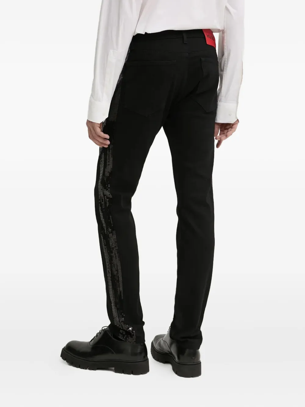 Hugo Boss Sequin-embellished Jeans In Black