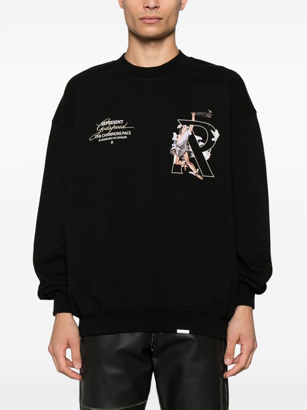 Shop Represent Hermes Sweatshirt In Black