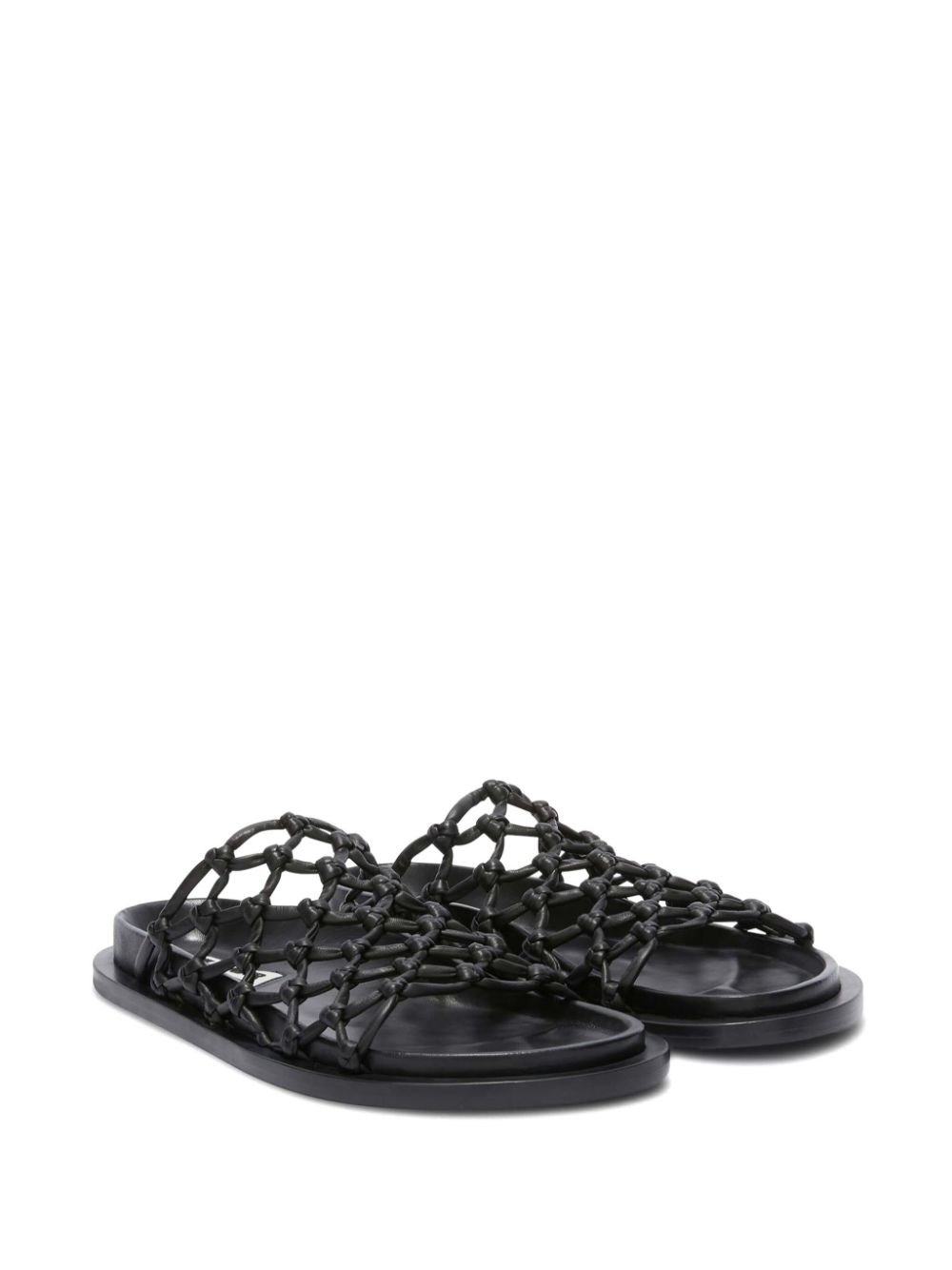 Jil Sander Leren sandalen met mesh - Zwart