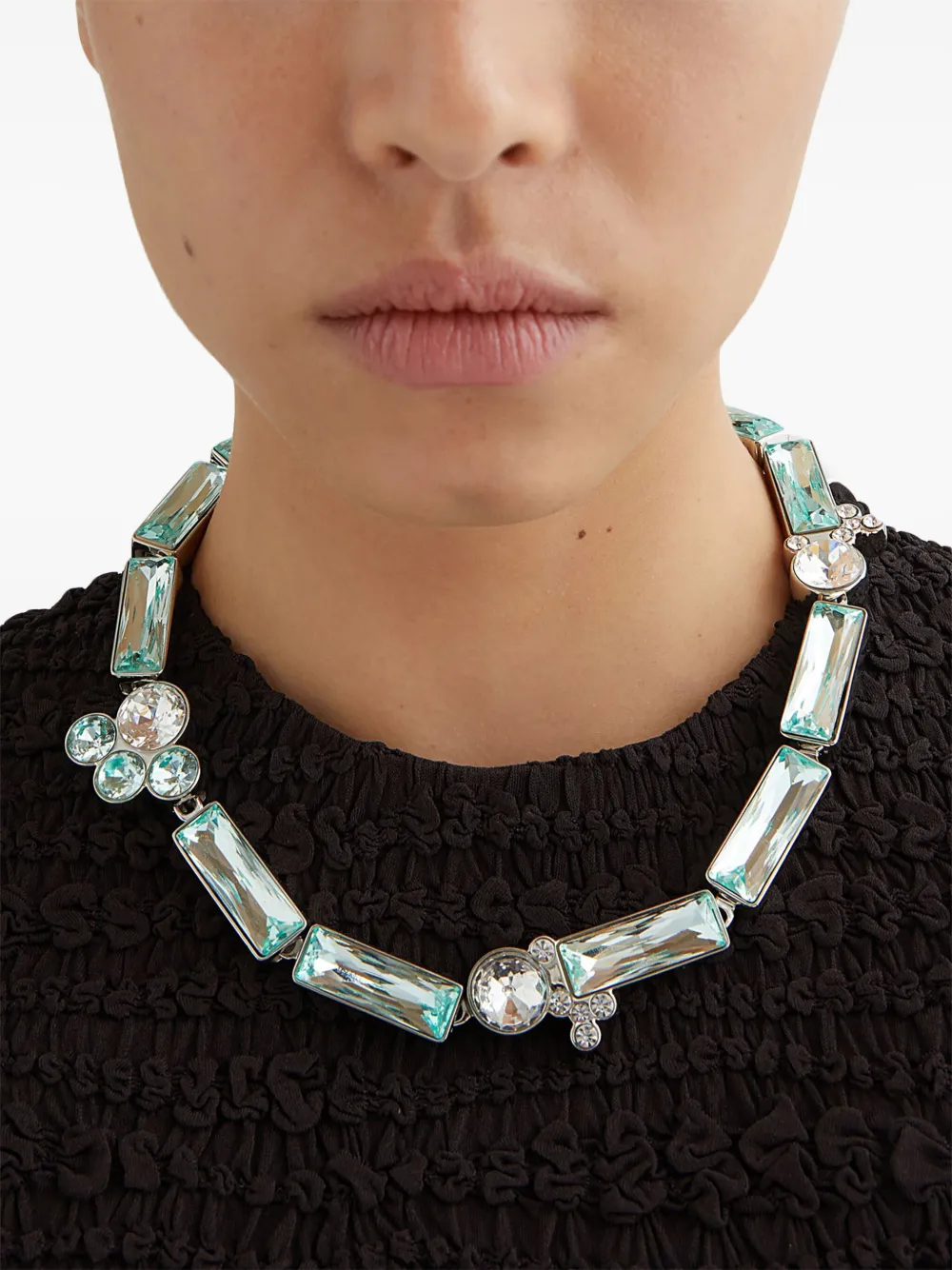 Jil Sander Rhinestone-embellished Necklace In Silver