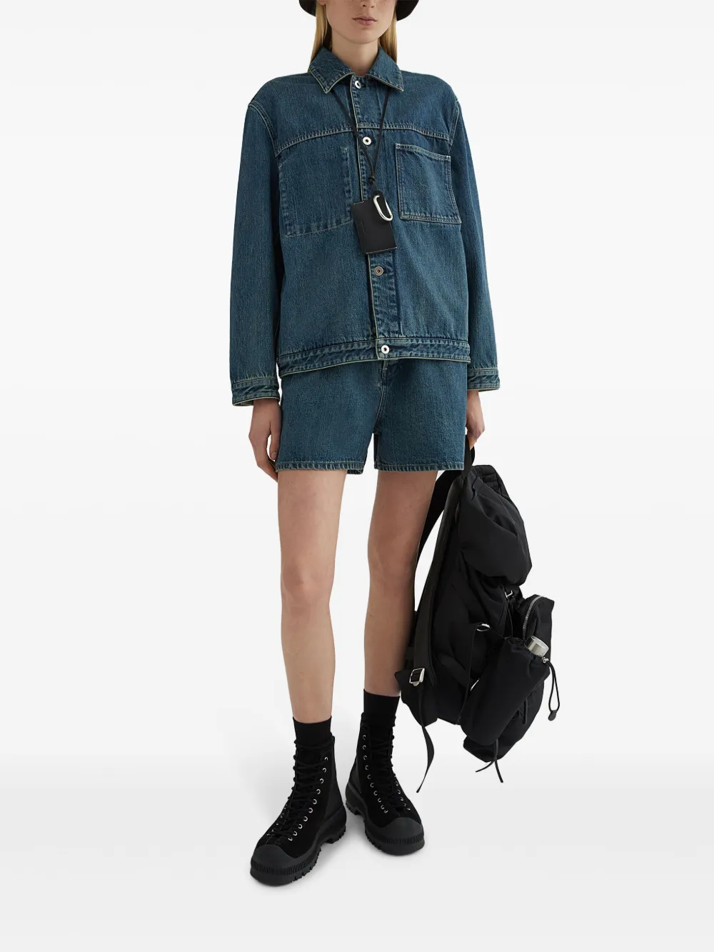 Jil Sander High waist denim shorts - Blauw