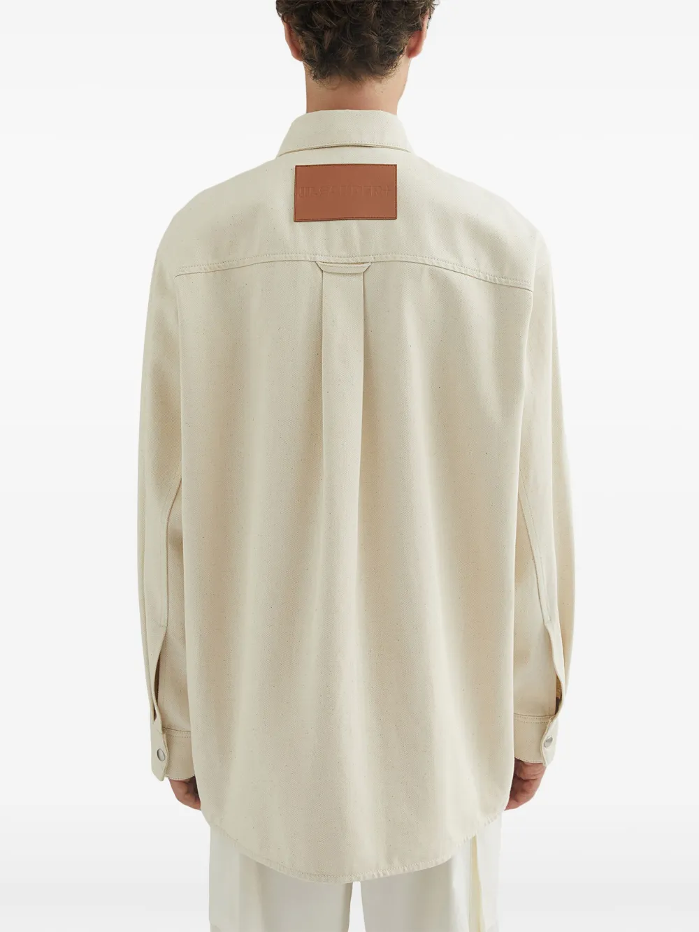 Jil Sander Denim overhemd met logopatch Wit