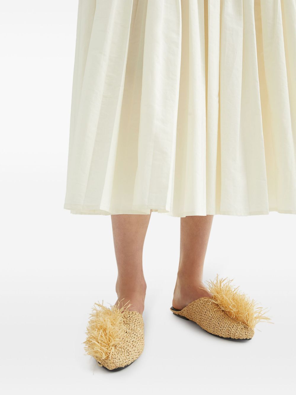 Jil Sander straw-embellished slippers Neutrals