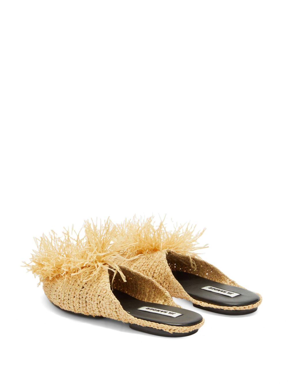 Jil Sander straw-embellished slippers Neutrals