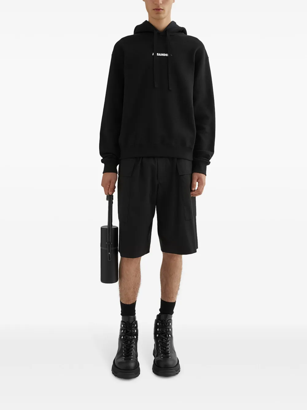 Jil Sander Hoodie met logoprint - Zwart