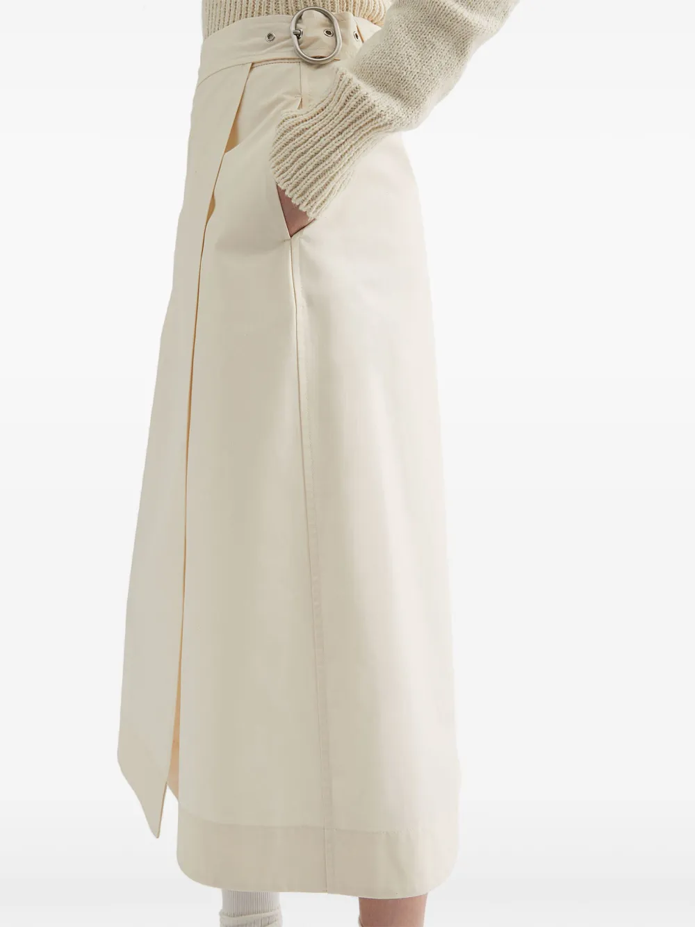 Jil Sander A-lijn midi-rok met gesp Beige