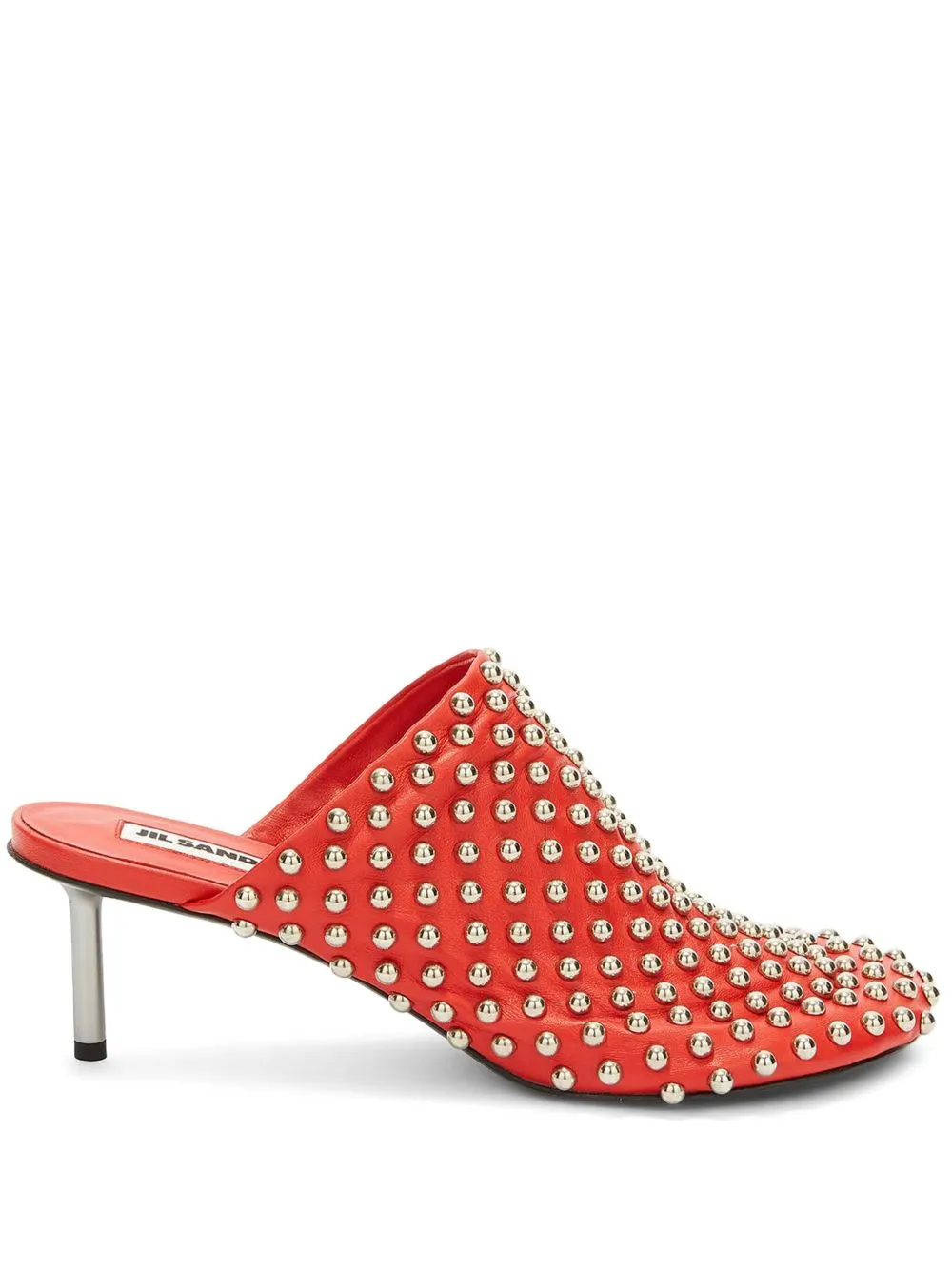 Shop Jil Sander Studded Mules In Red