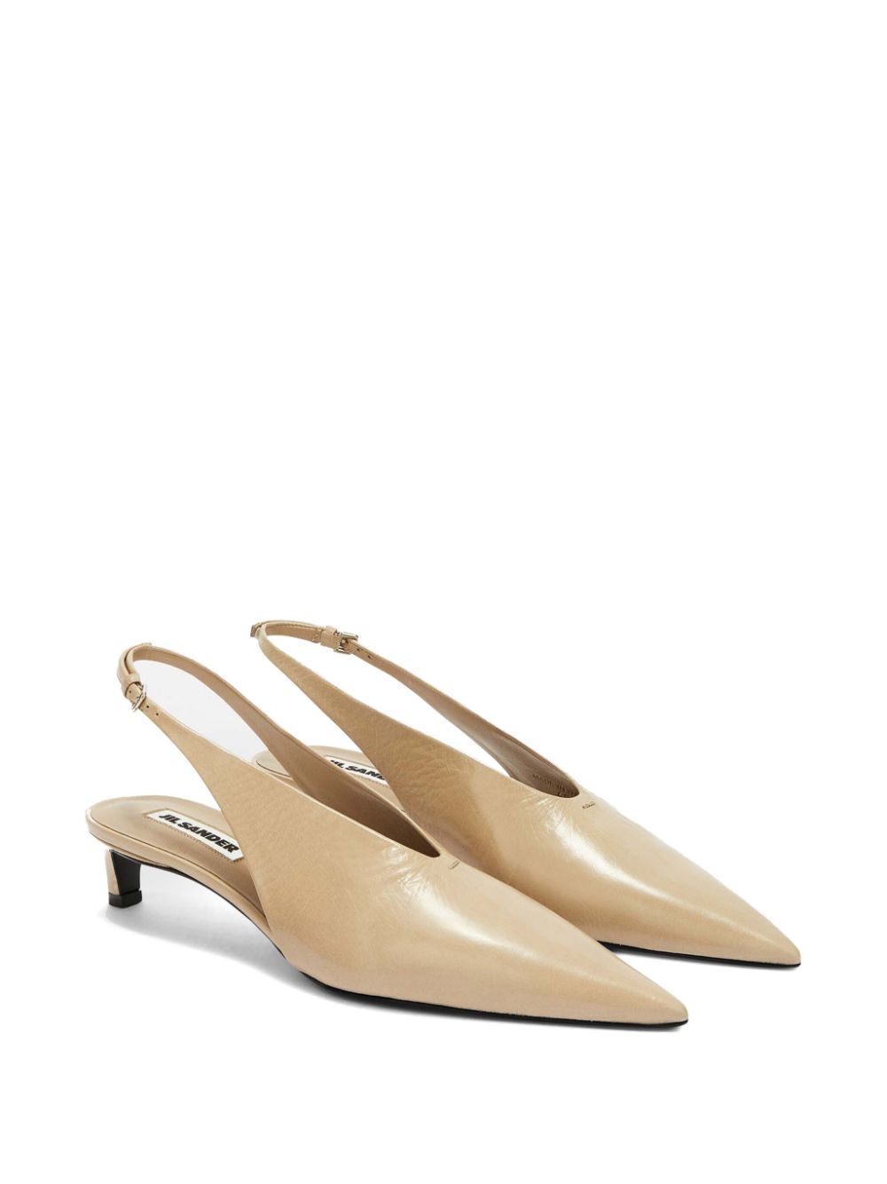 Jil Sander Leren slingback pumps Beige