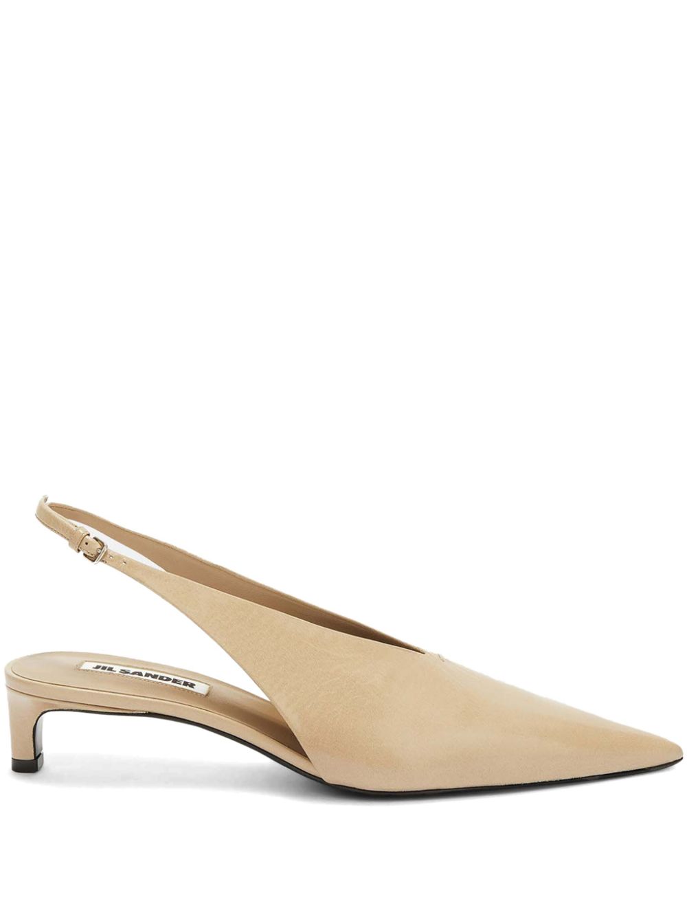 Jil Sander Leren slingback pumps Beige