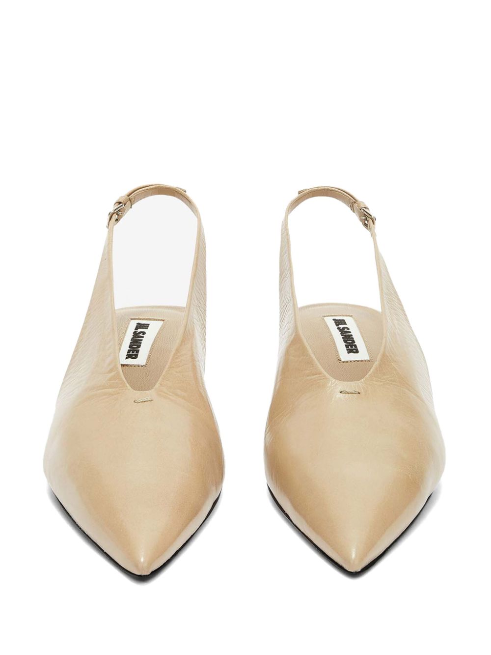 Jil Sander Leren slingback pumps Beige