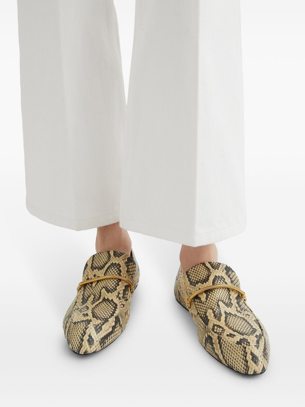 Jil Sander Loafers met slangenleer-effect Beige