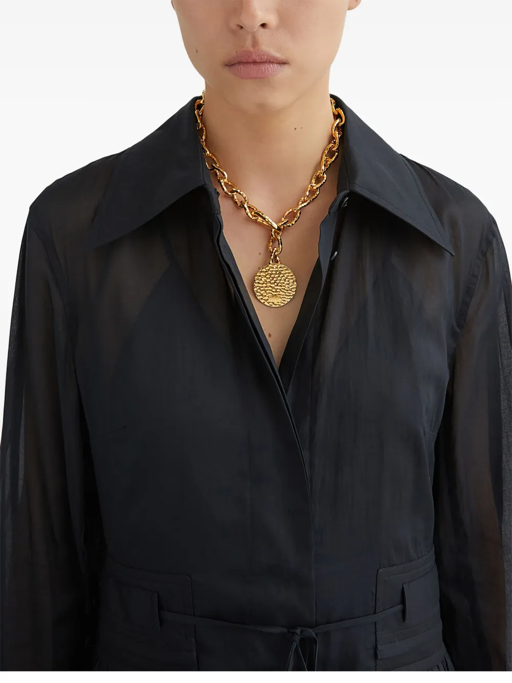 Jil Sander Circular Pendant Necklace In Gold
