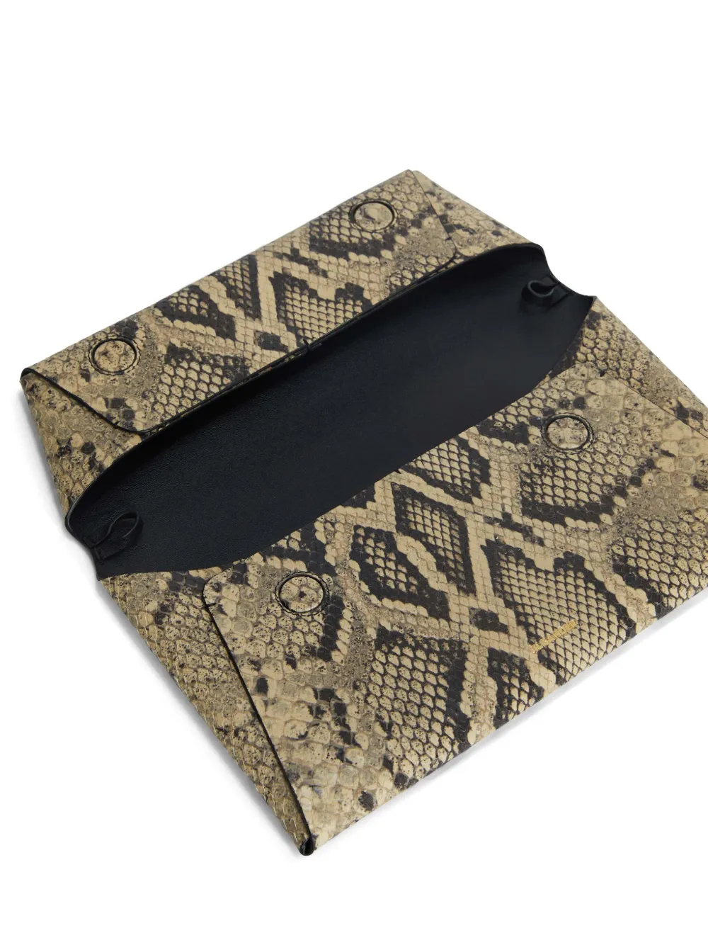 Jil Sander Kleine tas met slangenhuidprint en omslag Beige