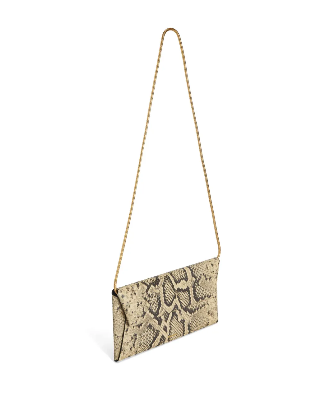 Jil Sander Kleine tas met slangenhuidprint en omslag Beige