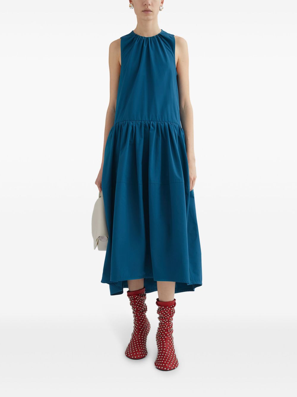 Jil Sander Geplooide midi-jurk - Blauw