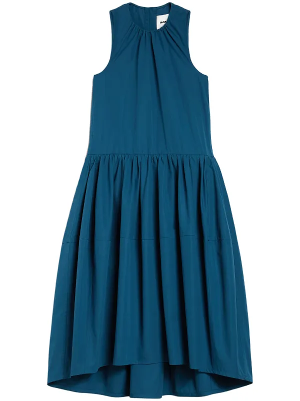 jil sander blue dress Jil Sander Pleat-detail Midi Dress