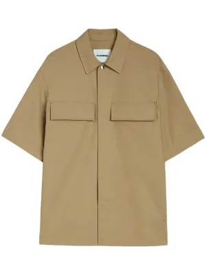 Jil Sander short-sleeve Cotton Shirt | Brown | FARFETCH