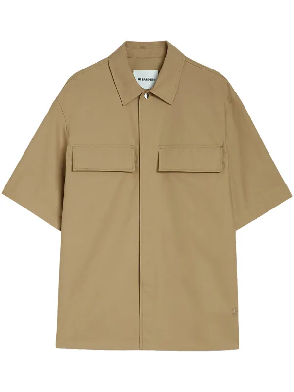 Jil Sander Flap-pocket Shirt in Brown