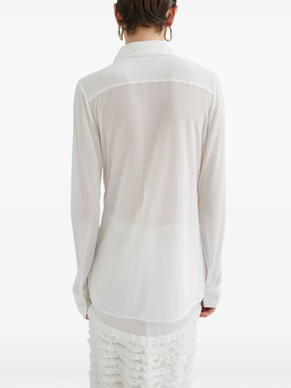 Jil Sander Blouse met ruches en lange mouwen Wit