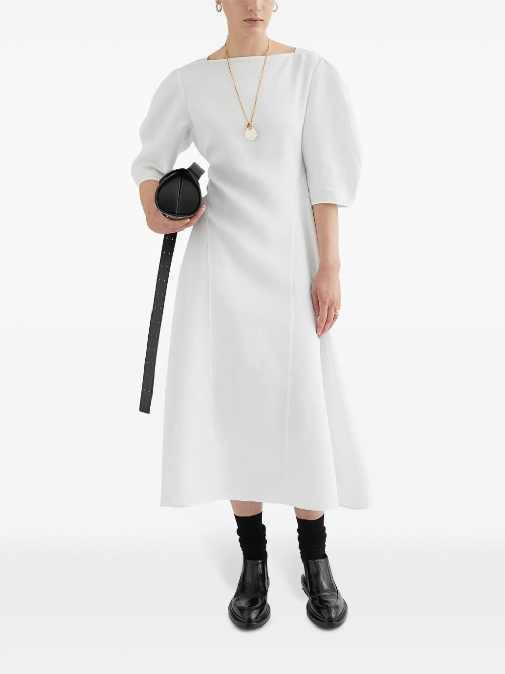 Jil Sander Jurk met pofmouwen - Wit