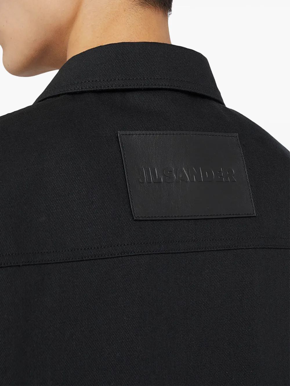 Jil Sander Denim overhemd met logopatch Zwart