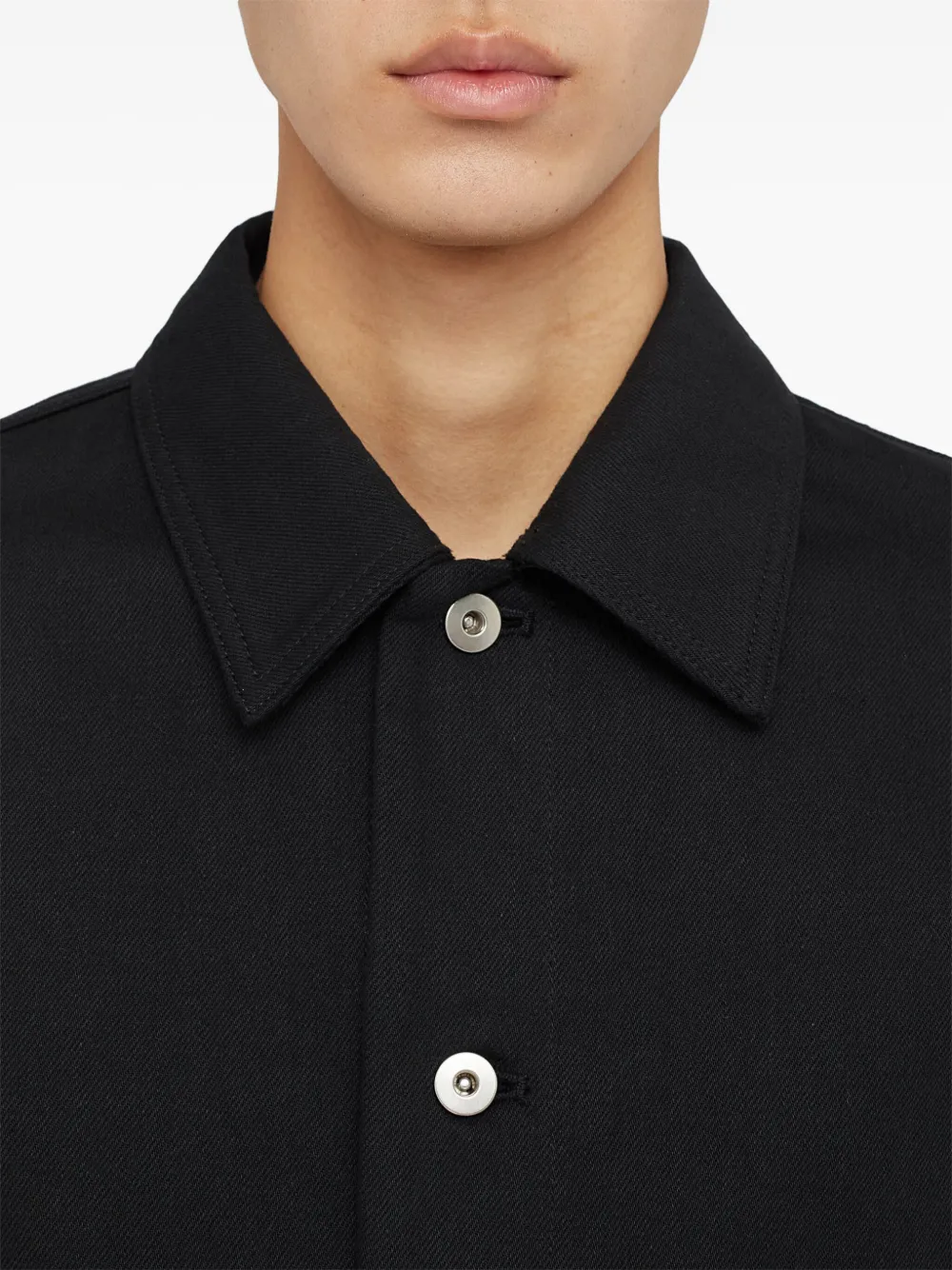 Jil Sander Denim overhemd met logopatch Zwart