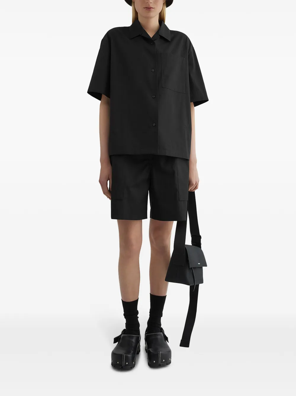 Jil Sander Katoenen shorts - Zwart