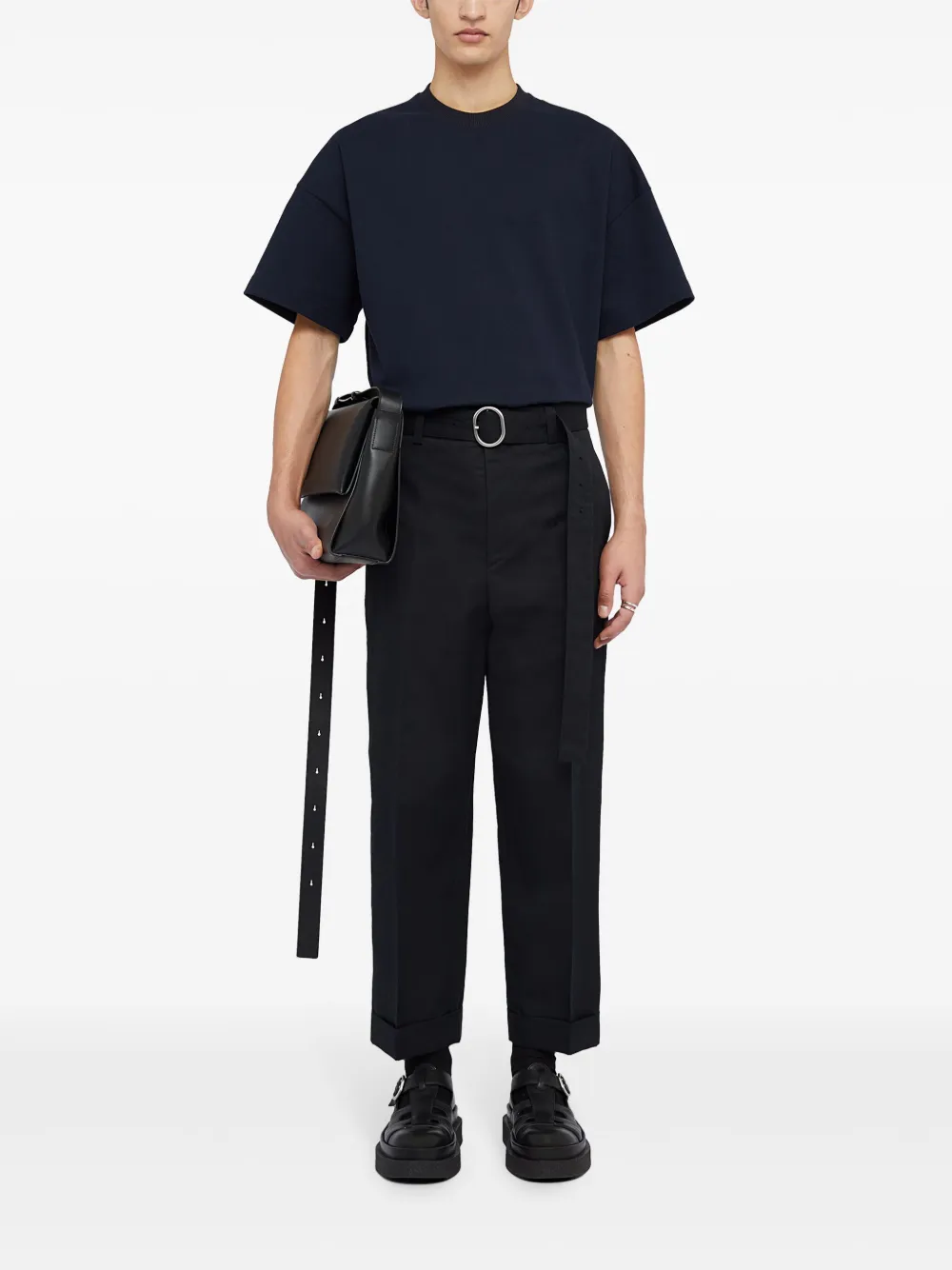 Jil Sander Broek met ceintuur - Zwart