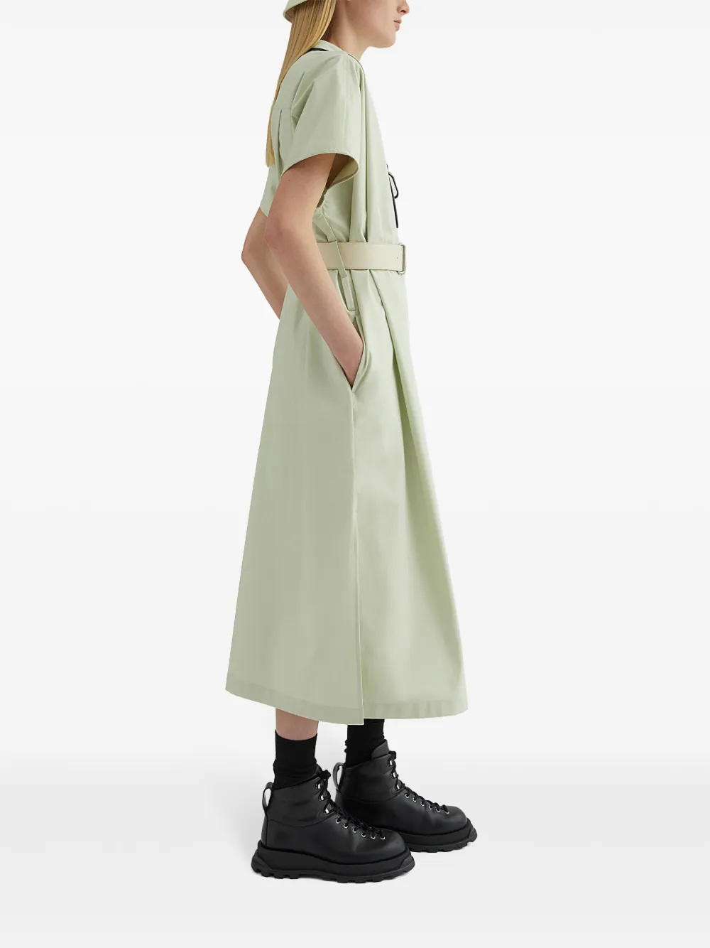 Jil Sander Midi-jurk met ceintuur Groen