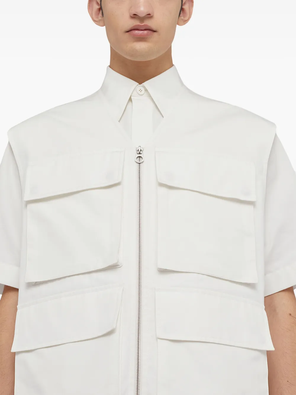 Jil Sander Cargo gilet met rits Wit