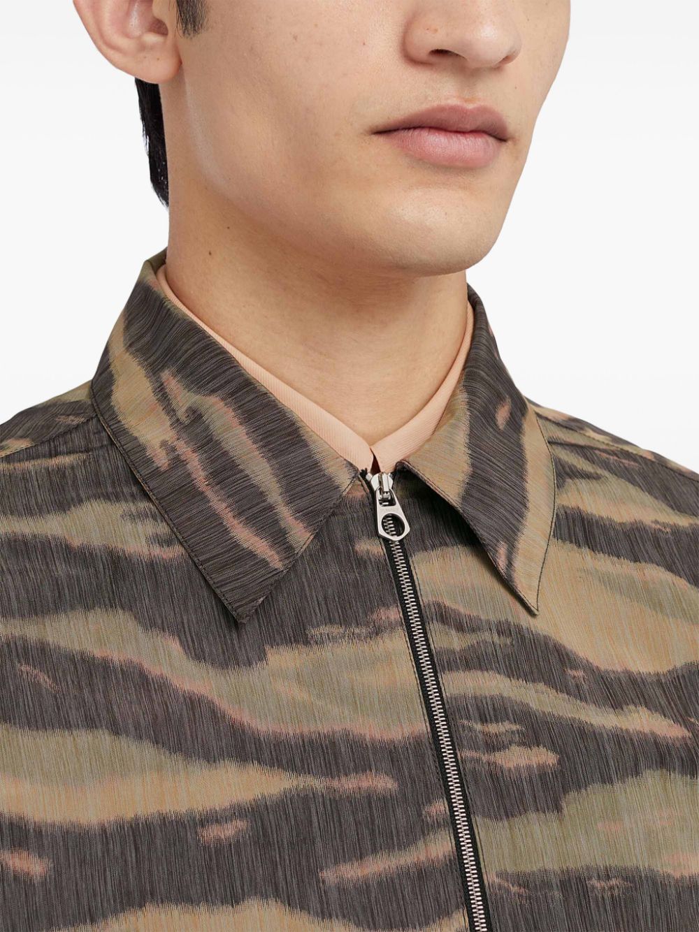 Shop Jil Sander Printed Zip-up Overshirt In Grün