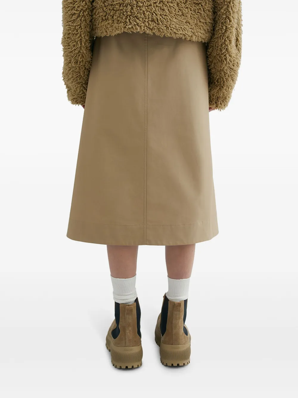 Jil Sander Midi-rok met gewikkelde gesp Beige