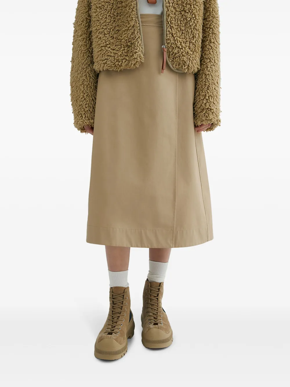 Jil Sander Midi-rok met gewikkelde gesp Beige