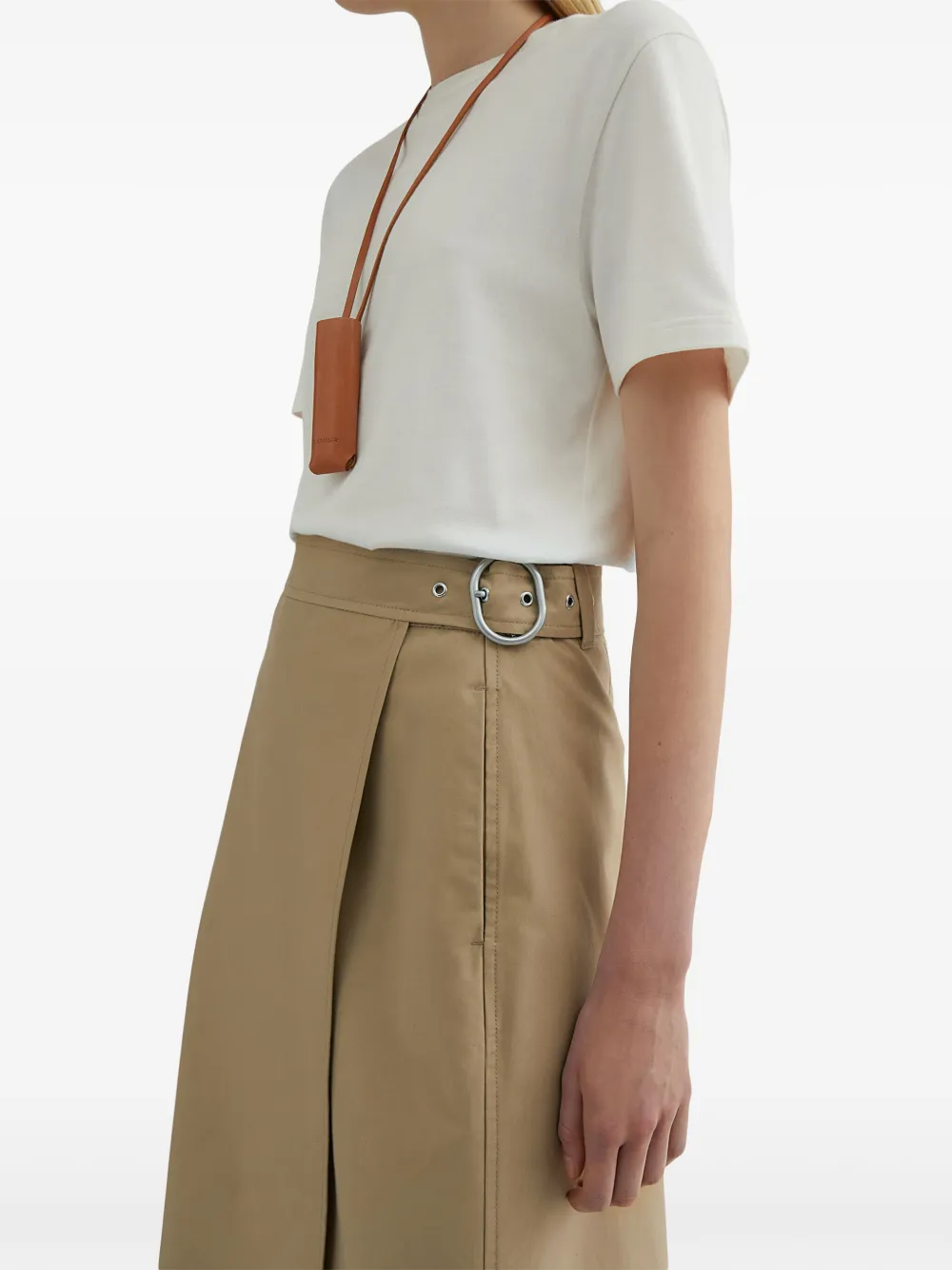 Jil Sander Midi-rok met gewikkelde gesp Beige